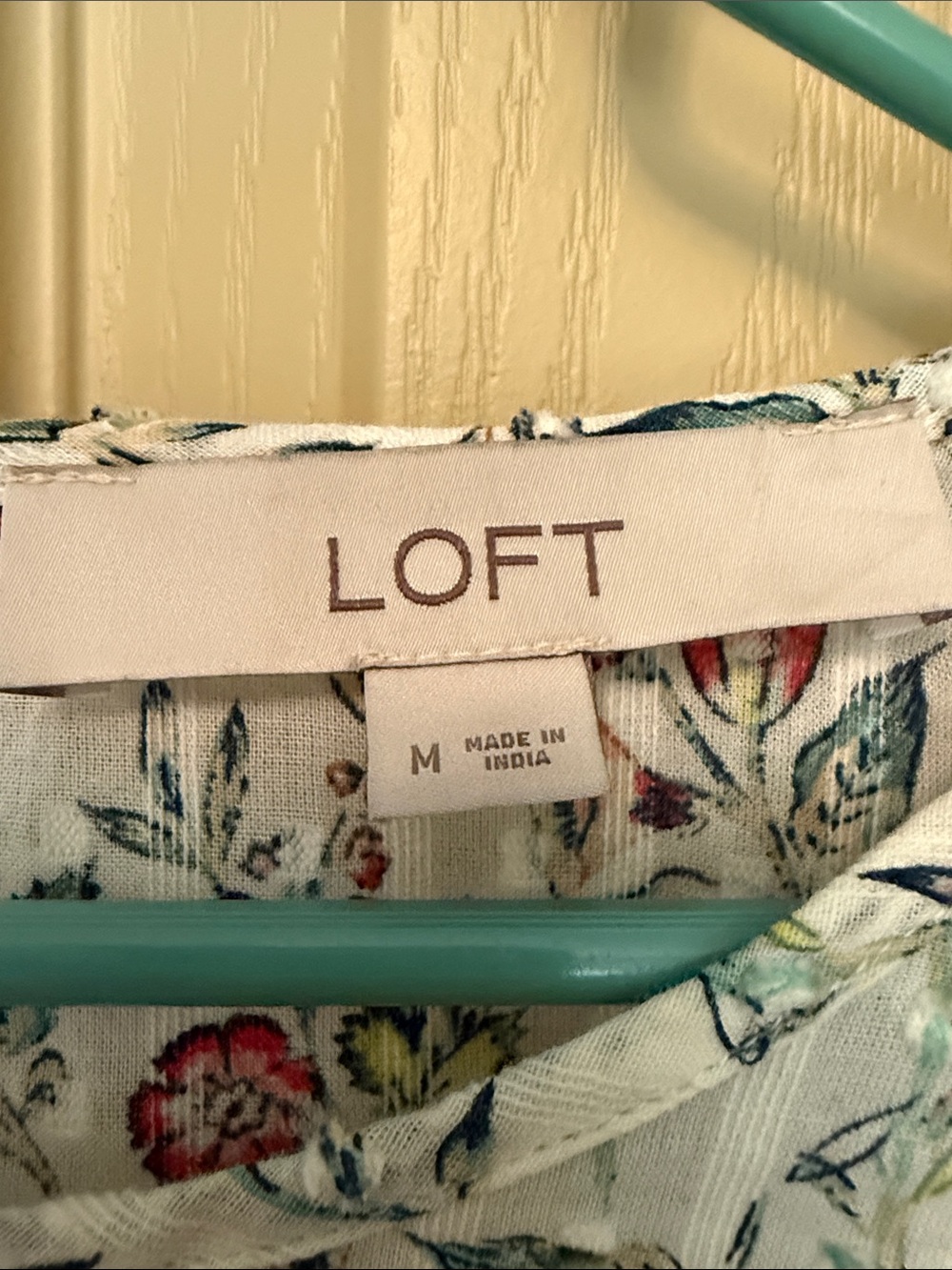 LOFT White Floral Ruffle Blouse with Red & Green Print - Picture 2 of 3